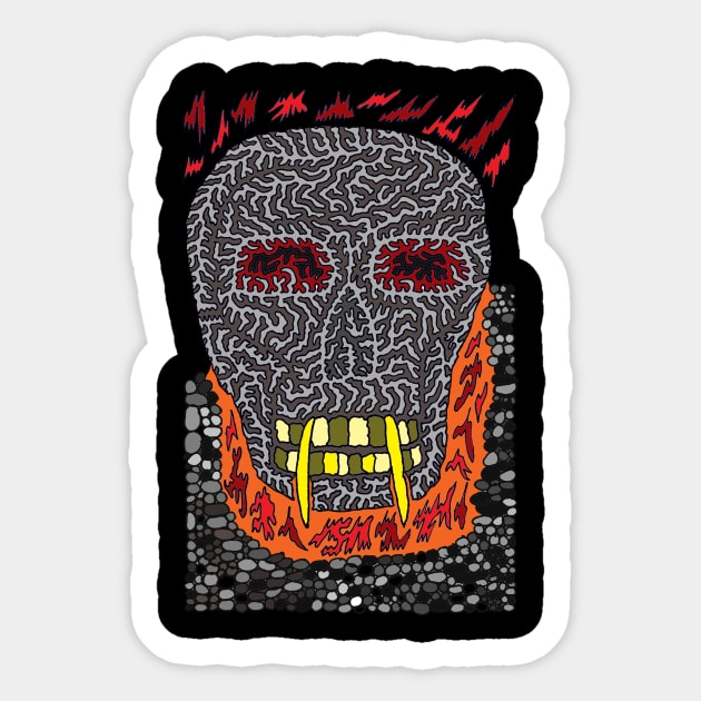 Vampire Skull Aflame Sticker by NightserFineArts